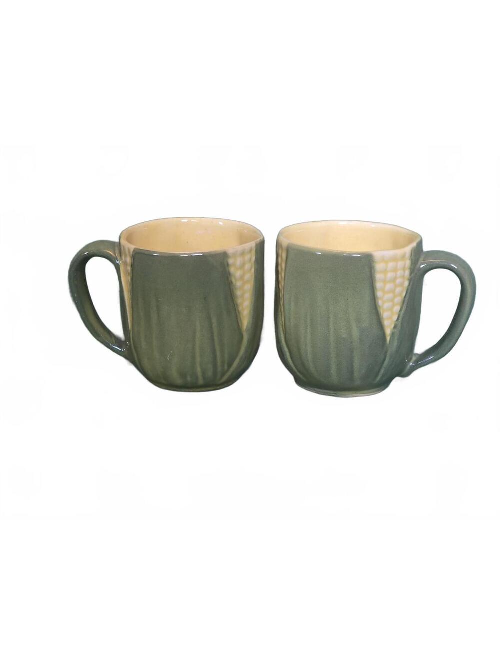 Vintage 1940's Shawnee Pottery "Corn King" Ceramic Mugs - Set of 2